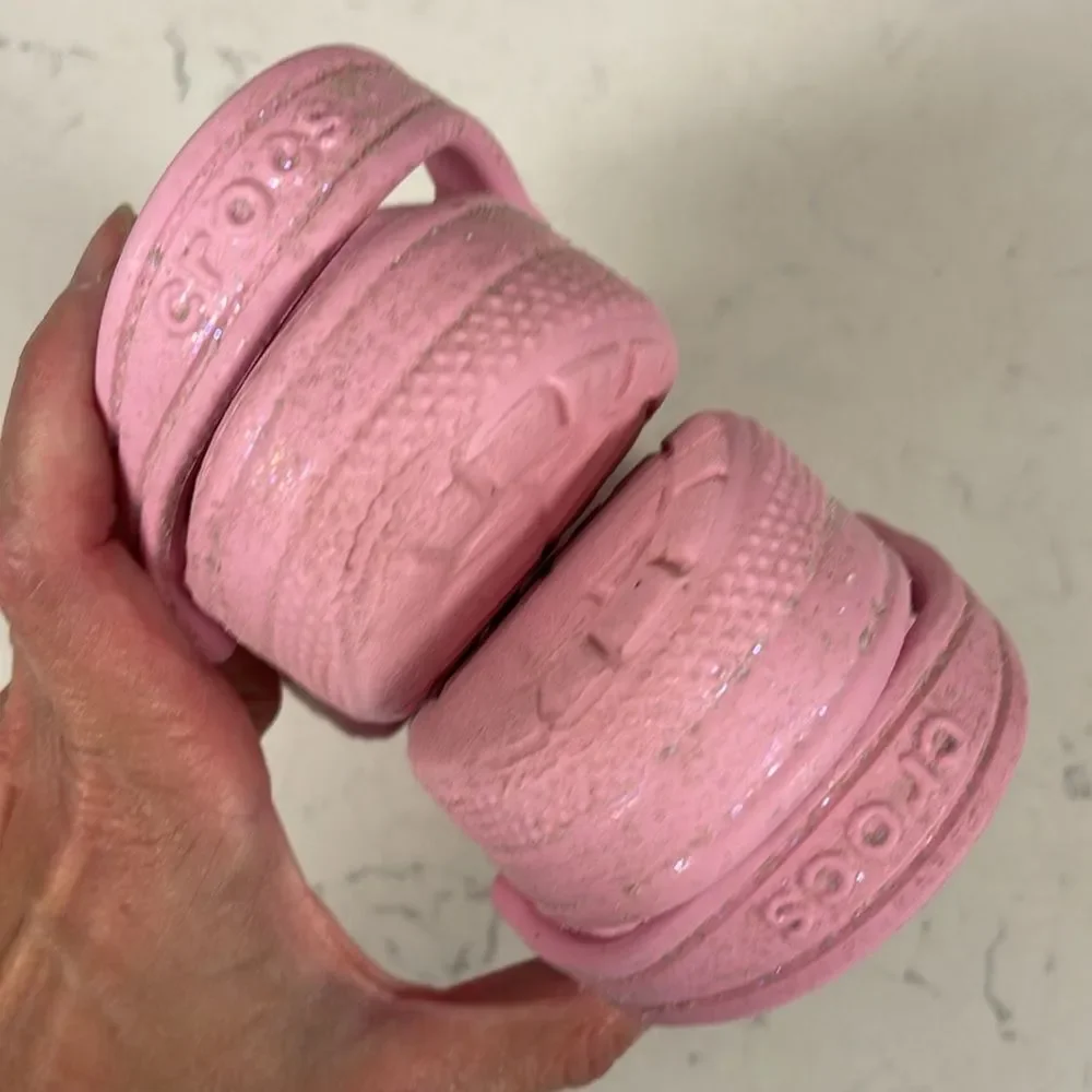 CROCS Unisex-Child Classic Glitter Clogs Kids Sparkly Flamingo Pink Size 12